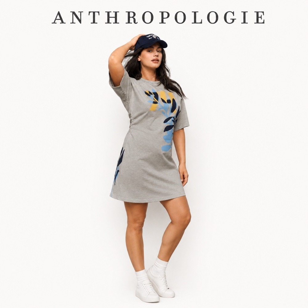 Anthropologie Grey T-Shirt Dress size Medium‎